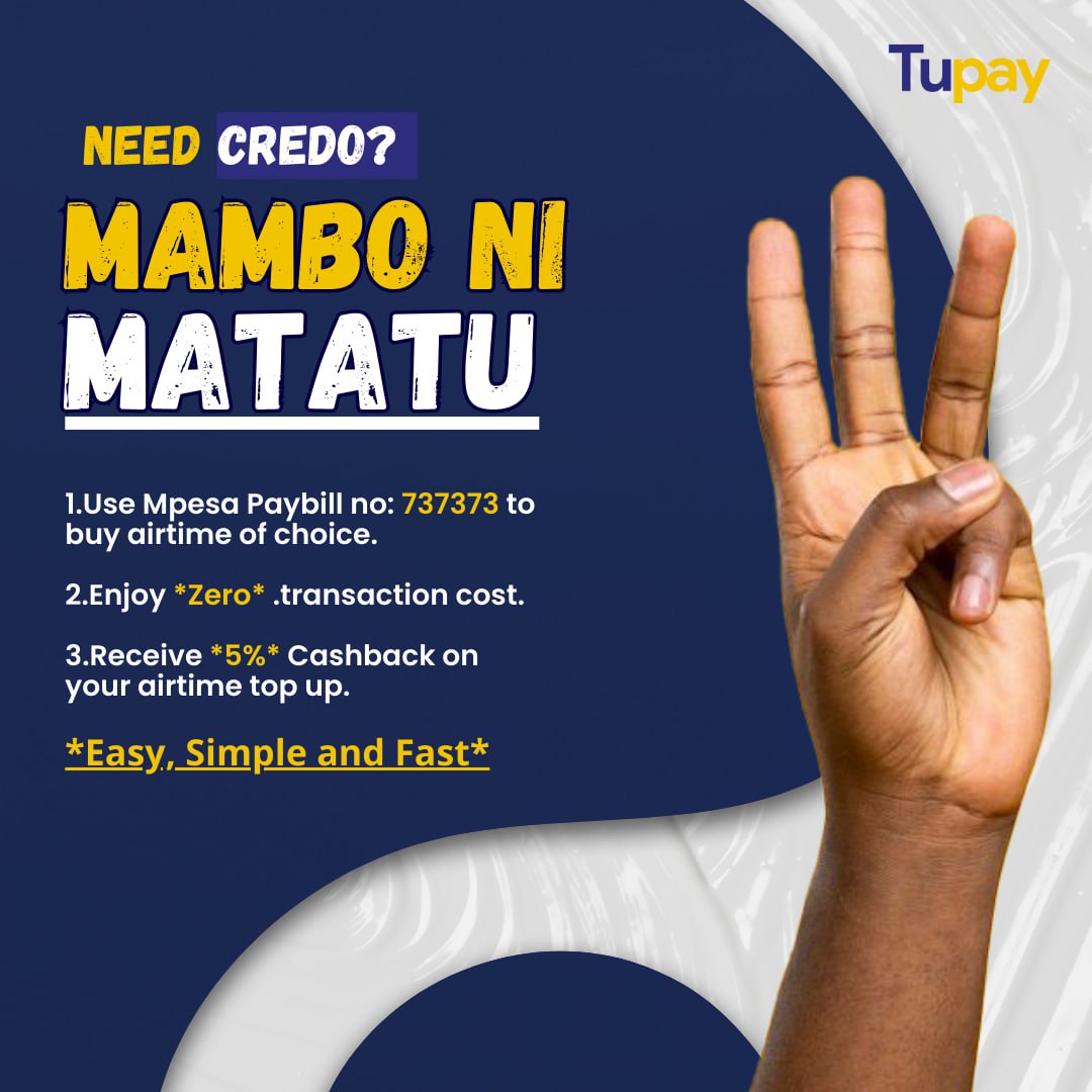 Why Complicate It? Use Mpesa Paybill 737373 for Airtime To Any Network: Easy, ZERO Transaction Fees, and 5% Cashback! #Tupay737373