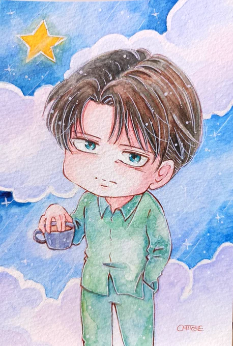#透明水彩 #進撃の巨人 #shingeki    おやすみリヴァイ 