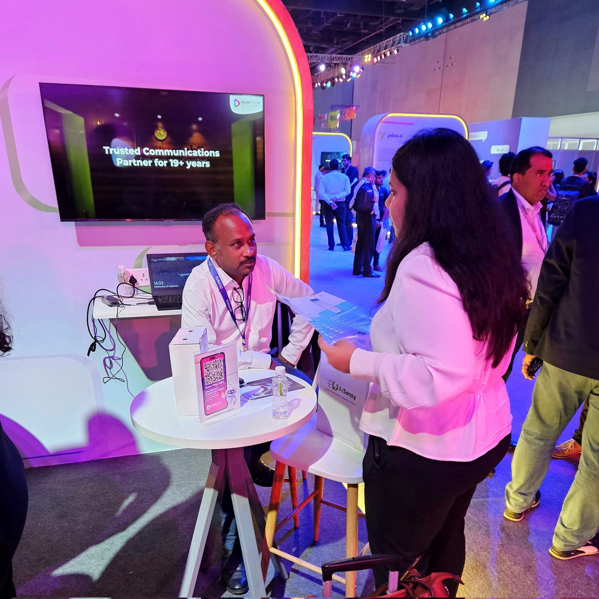 routemobile's tweet photo. Our booth at #MetaConversations is buzzing with delegates.
Meet with our experts to upscale you #BusinessMessaging with @Meta
#RouteMobile @WhatsApp #WhatsAppBusiness https://t.co/Zo0WcJMhpp