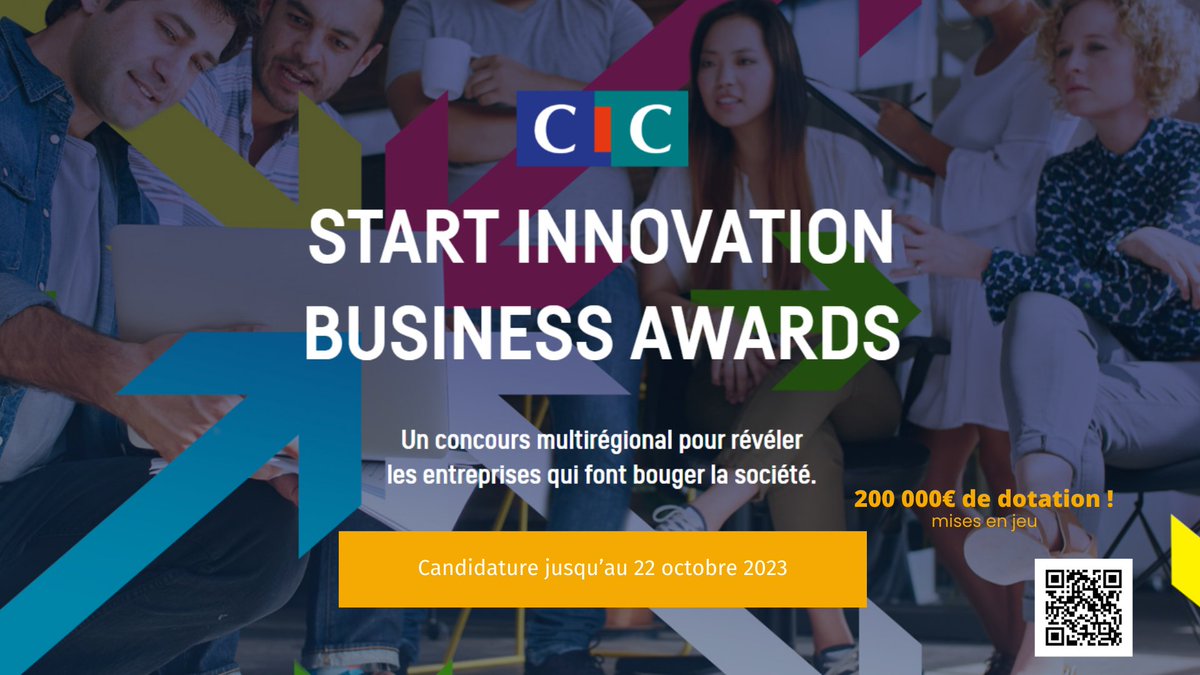 [ #concours START INNOVATION BUSINESS AWARDS ]

Porteurs de projet innovant, accélérez votre projet en participant au #StartInnovationCICBusinessAwards et tentez de remporter jusqu'à 30 000€ 🚀

🔗Déposer son dossier : lnkd.in/e_kz9gj
❌Fin des candidatures : 22 octobre