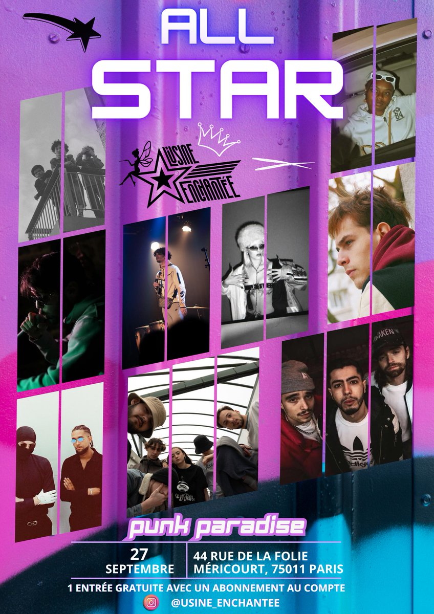 Usineenchantee's tweet photo. 🚨 Usine Enchantée - All Star au @PunkParadise_ le 27/09 jusqu'à 2h du matin avec @cestmonochrome @BThetraper @WolfyObosit @DaraTEC_ &amp; Silency @la_tsukioff Saturnz Le Secteur DaShit Station et Poloski 

Entrée gratuite ➡️ follow insta &amp; twitter @Usineenchantee https://t.co/JTjBmLZn6a