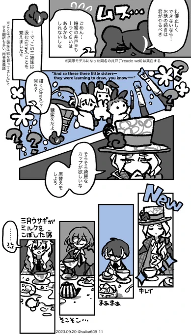 ティカで不思議の国のアリス原作沿いパロ
マッド ティーパーティー(4/4)

ラスト!
あとでおまけをあげます
まだ描き途中…今夜あたりに完成させたい 