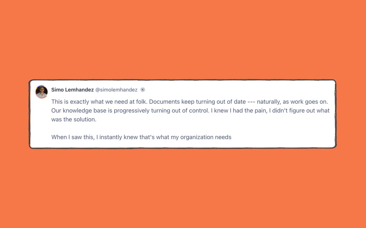Slite (@slitehq) on Twitter photo Things that make us happy? Feedback like the one we saw on <a href="/ProductHunt/">Product Hunt 😸</a> last week from <a href="/LemhandezSimo/">Simo Lemhandez</a>, Founder of <a href="/FolkHQ/">folk</a> , or as we like to think, our @hexacc cousins. 😻 Things that make us happy? Feedback like the one we saw on <a href="/ProductHunt/">Product Hunt 😸</a> last week from <a href="/LemhandezSimo/">Simo Lemhandez</a>, Founder of <a href="/FolkHQ/">folk</a> , or as we like to think, our @hexacc cousins. 😻