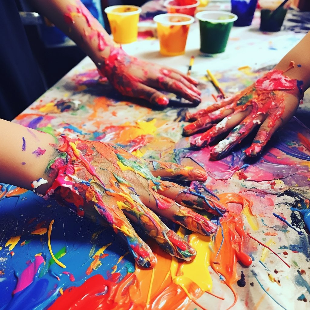 kingslove2163's tweet image. Celebrating #GlobalHandwashingDay with a fun art project. Painted hands creating a colorful canvas! #ArtProject #StudioFun