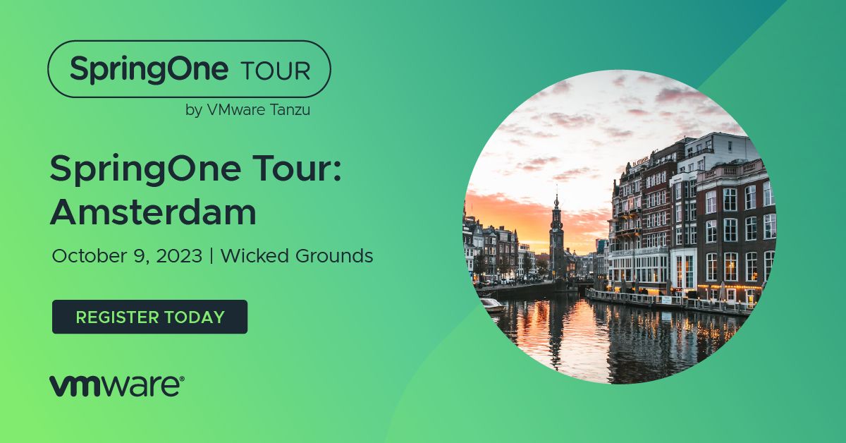 SpringOne Tour is back and it's coming to  Amsterdam on Oct 9th! 
🚀 Join @starbuxman , @ciberkleid, @markpollack and @snicoll  for the latest in Spring! 
👉 Free registration now at: via.vmw.com/SP1Ams
#springonetour