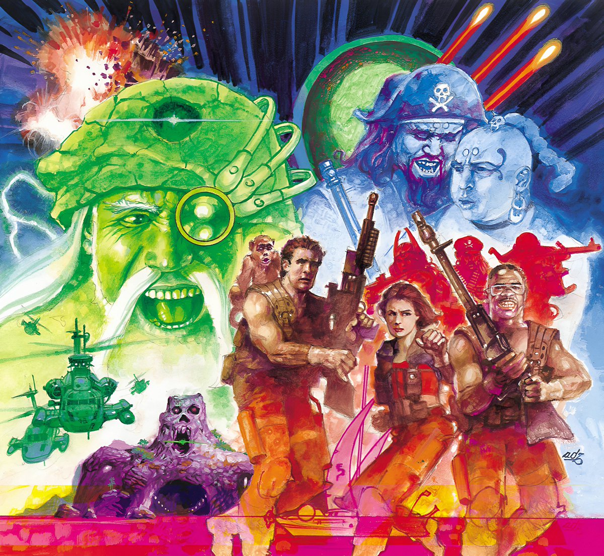 peachflavor3d's tweet image. Another piece of #DynamiteCop / #DynamiteDeka 2 artwork by Tony DeZuniga used on the Japanese cover for the original soundtrack. Upscaled, and slightly retouched.