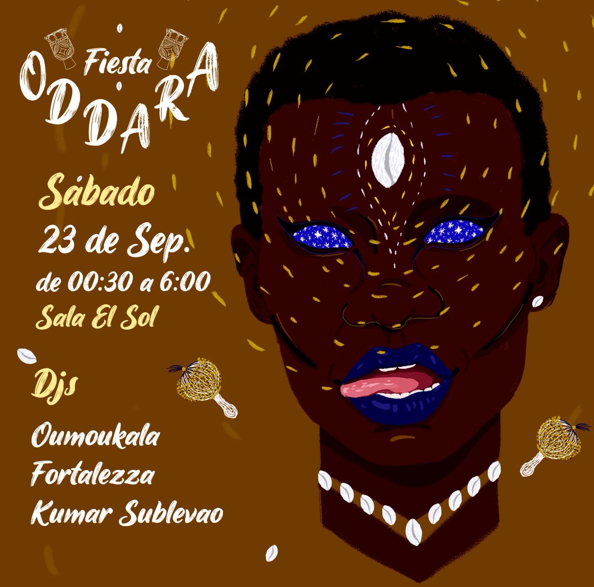 ¡¡ Vamos a llenar la <a href="/SalaElSol/">Sala El Sol</a> con nuestro goce!!

Oddara es una fiesta impulsada por “Conciencia Afro” para conectar con la espiritualidad del tambor, con el sabor, con el deseo, con los ritmos africanos y de las diásporas.

🎟️ Compra ya tu entrada: 
acortar.link/bLrD3c