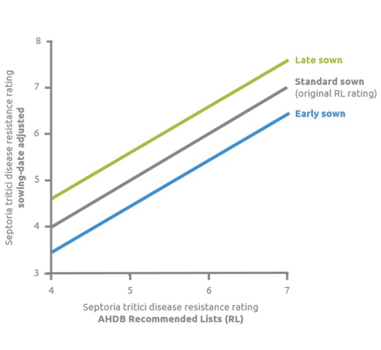 CatherineHar4's tweet photo. Delaying wheat drilling from mid-late September to mid-late October can reduce septoria by the equivalent of a whole #RecommendedList disease rating #IPM @AHDB_Cereals https://t.co/ZQ4Klx4jlv