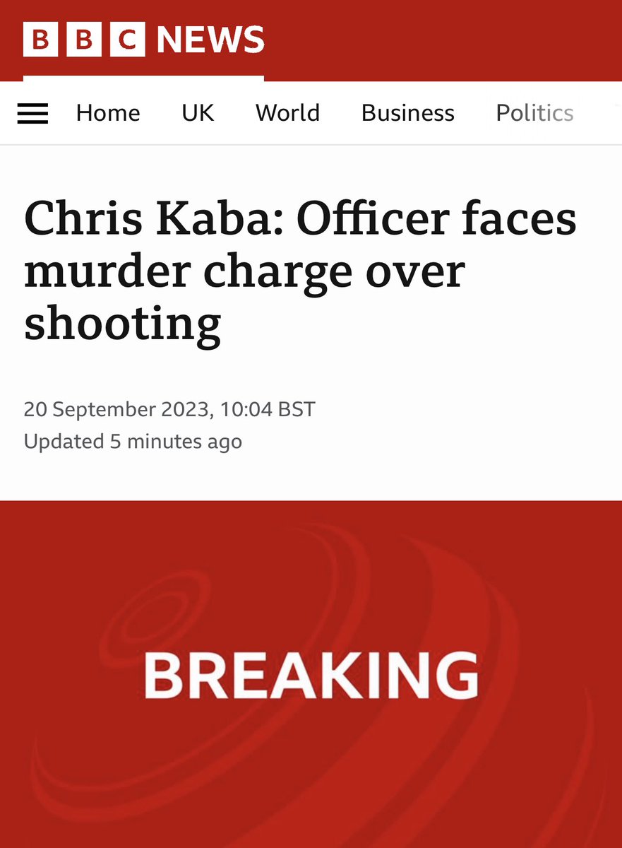 Police Officer faces murder charge over Chris Kaba shooting. bbc.com/news/uk-englan…
