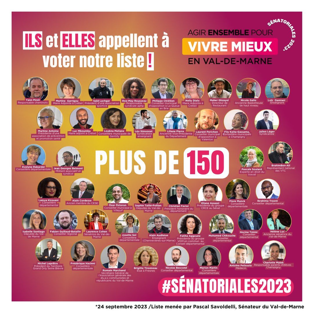 Daniel HENRY • Ensemble pour Villeneuve (@ensemble94190) on Twitter photo 🤝 plus de 150 personnalités appellent à voter pour la liste conduite par <a href="/PSavoldelli94/">Pascal Savoldelli</a> !
Le 24 septembre faisons gagner des sénateurs à la gauche !
Le vote efficace face à la droite et l’extrême-droite dimanche prochain, c’est le vote #vivremieux94 🗳️ 🤝 plus de 150 personnalités appellent à voter pour la liste conduite par <a href="/PSavoldelli94/">Pascal Savoldelli</a> !
Le 24 septembre faisons gagner des sénateurs à la gauche !
Le vote efficace face à la droite et l’extrême-droite dimanche prochain, c’est le vote #vivremieux94 🗳️