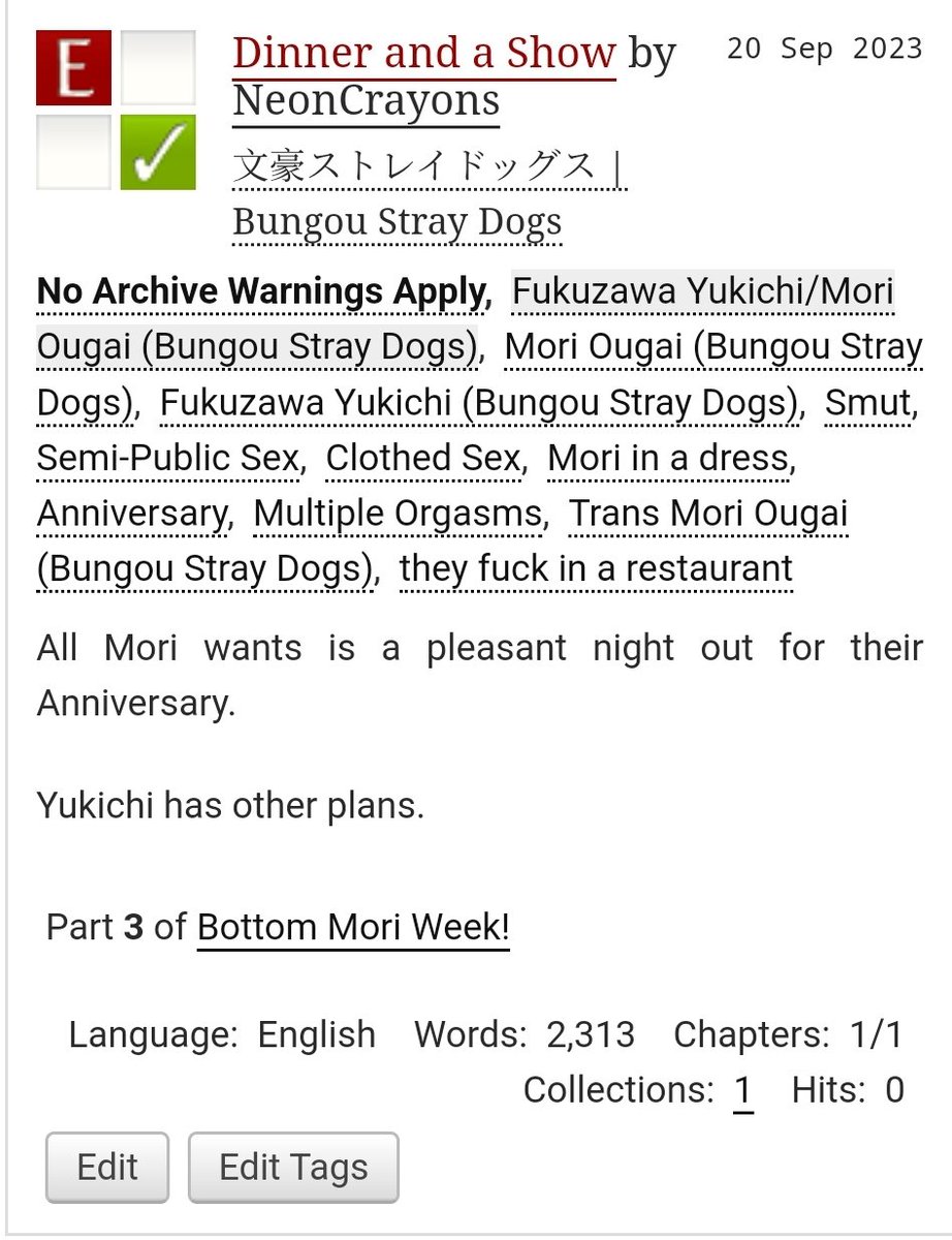 NeonCrayons_'s tweet photo. || Dinner and a Show ||
• Fukumori
• Explicit

@BottomMoriWeek 
Day Three –  Anniversary • Multiple Orgasms 

#Bottom_Mori_Week #MoriOugai #BSDMori #BSDFukuzawa #fukumori #bsd #bungostraydogs 

https://t.co/0lVUwuzl6I https://t.co/GBFqfBIRNG