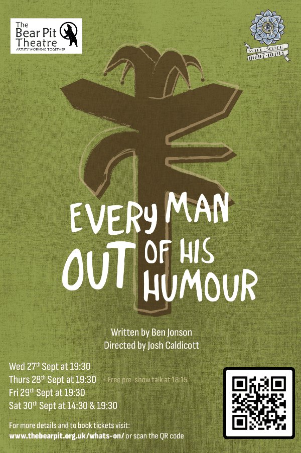 Soon: Every Man out of his Humour @The_Bear_Pit

Sep 27-30 with <a href="/SweetSorrowTC/">Sweet Sorrow Theatre Conpany</a> "Ben Jonson’s incredible farce of ridiculous, terrible people getting their comeuppances."
Tickets: ticketsource.co.uk/sweet-sorrow-t…
#Theatre #TheCultureHour