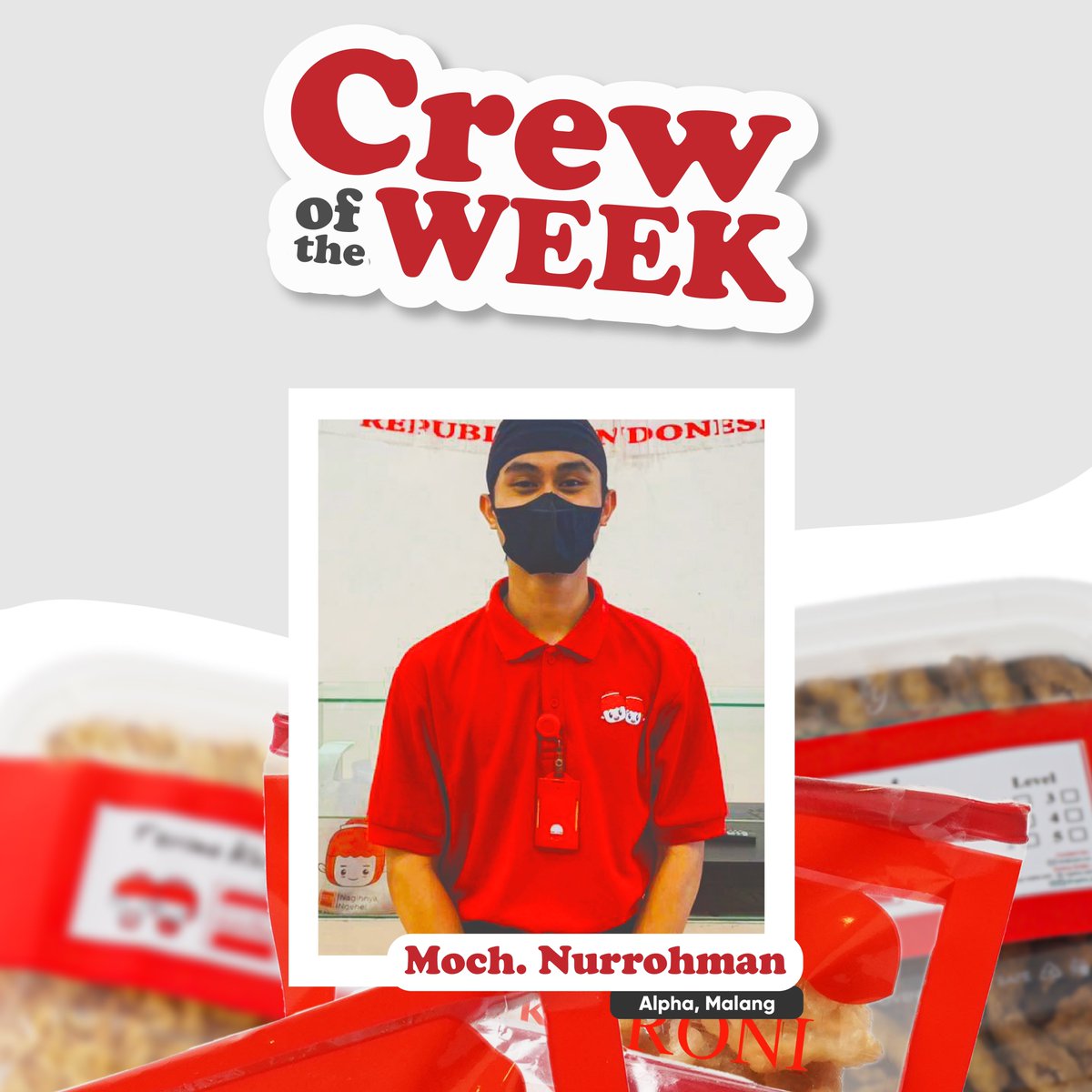 Setelah pekan lalu #crewoftheweek berasal dari Jakarta, minggu ini Minhe pilih crew yang berasal dari area Jawa Timur yoo Rek! ada Kak Moch. Nurrohman dari Outlet Alpha Malang ya #maheaddicts 😎

#makaroningehe
#cemilanindonesia #snackkhasindonesia
#cemilan
#ngehe #nagihnyangehe