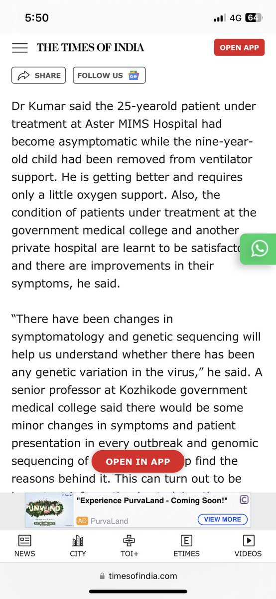 iamSandeepR's tweet image. In the earlier #NipahVirus outbreaks in Kerala esp. the first #Nipah outbreak in 2018 (where 17 out of 18 infected succumbed), doctors were seeing encephalitis in ALL patients as a primary symptom of the disease.
Same in the 2019 & 2021 outbreak where only 1 person i.e the indexโฆ