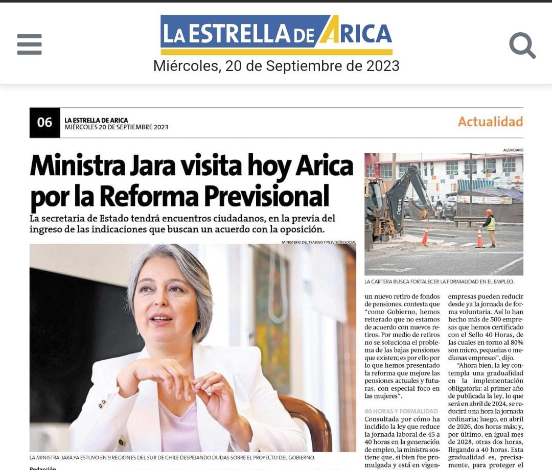 Buenos días 🤝🇨🇱 Desde Arica comenzamos gira por el Norte, les comparto entrevista en diario La Estrella de Arica con detalles 👇