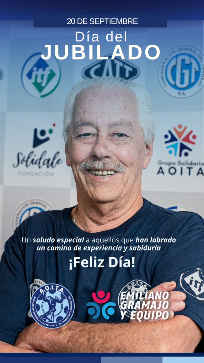 AOITA_OFICIAL's tweet photo. Saludamos especialmente a todas aquellas personas que han #labrado un camino de experiencia ely sabiduría.
Feliz día del jubilado 💙
#20deSeptiembre
#aoita #emilianogramajoyequipo https://t.co/yyTIyULFpt