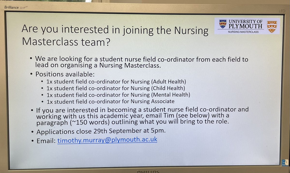 UoPNursing Masterclass (@nursmcplymuni) on Twitter photo Itโs induction week at <a href="/PlymUni/">University of Plymouth</a> & great to see 351 <a href="/punc14/">PUNC</a> student names in the Intro to Nursing Masterclass webinar. If you are a 1st, 2nd, 3rd or 4th year student nurse or nursing associate and are interested in applying to be a student field co-ordinator, please see below. Itโs induction week at <a href="/PlymUni/">University of Plymouth</a> & great to see 351 <a href="/punc14/">PUNC</a> student names in the Intro to Nursing Masterclass webinar. If you are a 1st, 2nd, 3rd or 4th year student nurse or nursing associate and are interested in applying to be a student field co-ordinator, please see below.