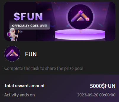 📌The current event has ended. 
Users who participated in the event but have not yet claimed their $FUN token rewards, please hurry up and claim your rewards.

🔗famswap.io/airdrop/74