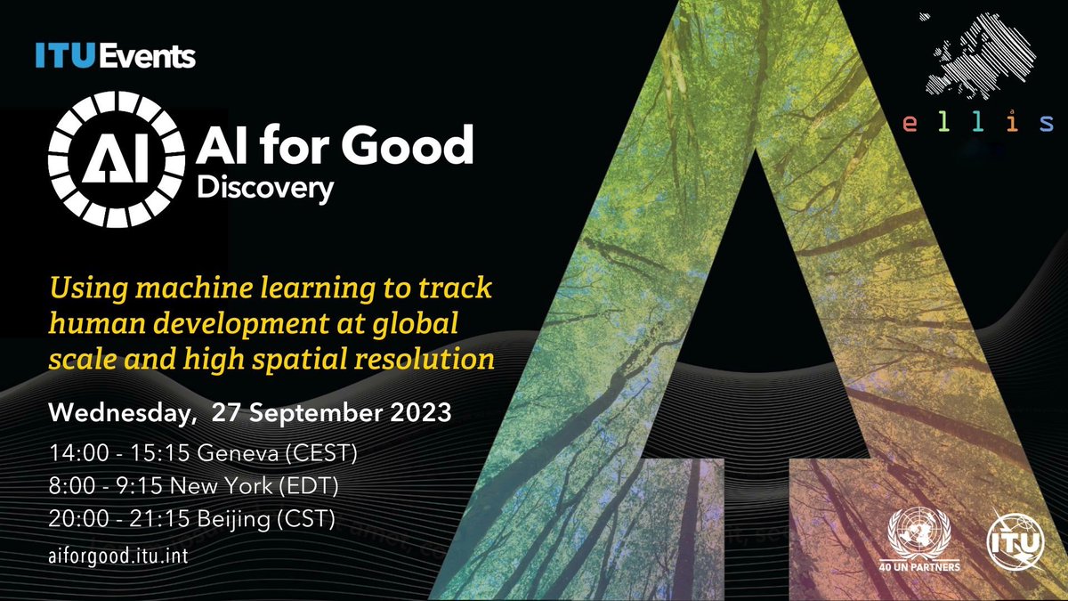 Only #1weekleft till the Kick-off of our 2nd @AIforGood lecture series '#Al for Earth and Sustainability Science' 

📅 Sep 27th at 2 p.m ➡️ learn more about human development & machine learning from @HannahDruck

Register now: bitly.ws/V7KF
Moderator: @Reichstein_BGC