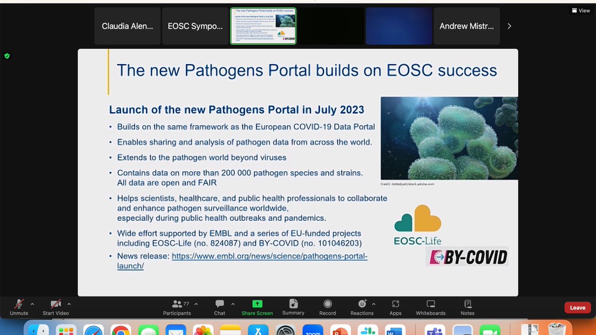Claudia Alen Amaro (@claudialenamaro) on Twitter photo The reaction of the scientific community to #COVID19 was successful using the research infrastructure already available
Great to see at the #EOSCsymposium23 the recognition to the work done by projects <a href="/EoscLife/">EOSC-Life</a> and <a href="/BYCOVID_eu/">BY-COVID Project</a>
Very proud of <a href="/instructhub/">Instruct-ERIC</a> contribution to both The reaction of the scientific community to #COVID19 was successful using the research infrastructure already available
Great to see at the #EOSCsymposium23 the recognition to the work done by projects <a href="/EoscLife/">EOSC-Life</a> and <a href="/BYCOVID_eu/">BY-COVID Project</a>
Very proud of <a href="/instructhub/">Instruct-ERIC</a> contribution to both