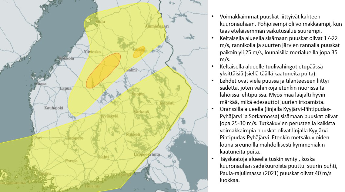 YrjoNiskanen's tweet photo. Metsäkeskuksen FMI:ltä saaman raportin mukaan kovimmat 20.9 Varpu-myrskyn tuulet olivat linjalla Kyyjärvi-Pihtipudas-Pyhäjärvi ja Sotkamossa. Metsäkeskus selvittää tilannetta. ko alueilla. #metsakeskus #upm #storaenso #metsagroup #mtk #mhy #fmi #hs #yle #is #metsanomistaja https://t.co/5vAxw2UFzl