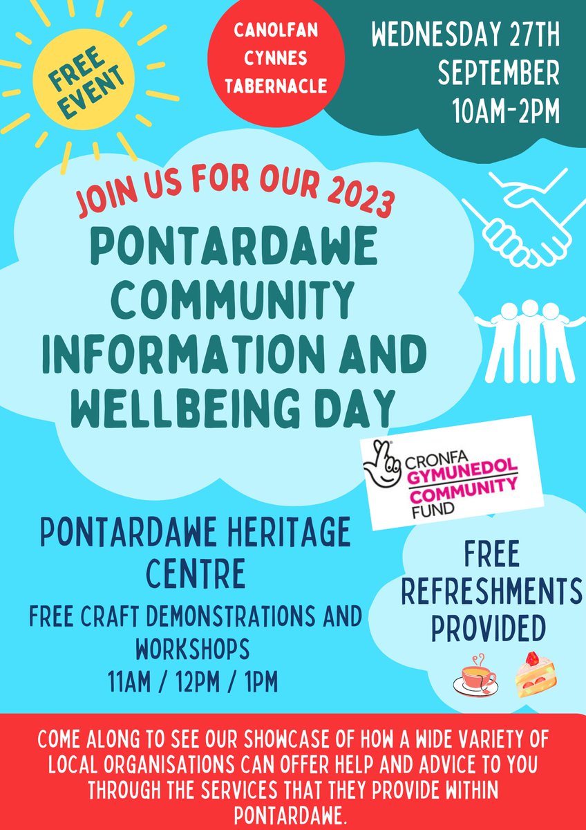 WarmWales's tweet photo. We will be attending the Pontardawe Community Information &amp; Wellbeing Day on Wednesday 27th September 10am - 2pm 😄

#pontradawe #community #adviceneeded #energyadvice #savemoney #savemoneytoday #arrears #PrepaymentMeter #fuelpoverty https://t.co/EczFUG6xiB