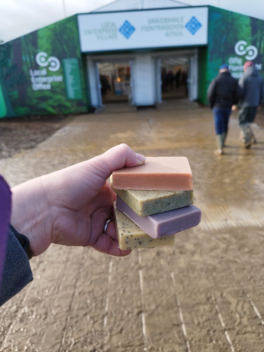 This years #Ploughing2023 is particularly muddy. 
It is difficult to keep clean so head over to the local enterprise stand on row 20 and visit Bóbar soap for all your washing needs💪👍