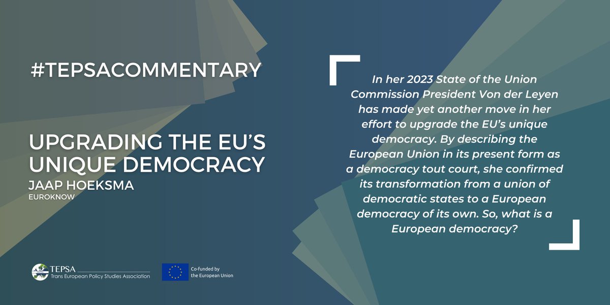 tepsaeu's tweet photo. In our latest #TEPSAcommentary Jaap Hoeksma asks: "what IS European democracy?" Following @vonderleyen's State of the Union, he discusses the difficulty of defining such a unique democratic system ๐ https://t.co/zqQWPN5KE2 https://t.co/YdeltW0QFw