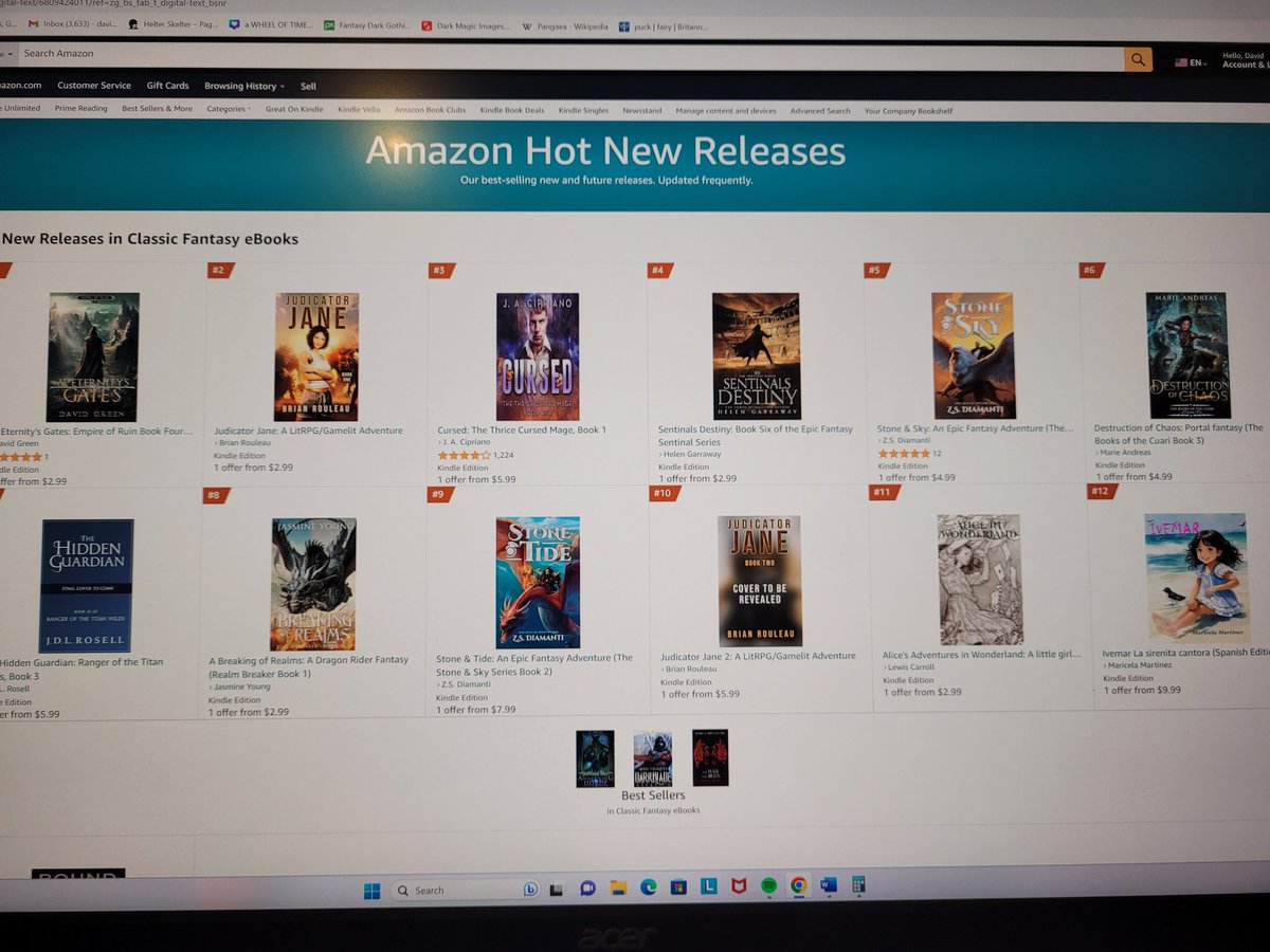 3 of my books in the best sellers list, and At Eternity's Gates at #1 on new releases, all alongside some wonderful company 😀