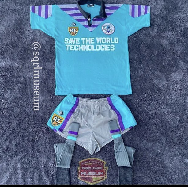 AdelaideRamPage's tweet image. For all you jersey nerds out there, behold.. 

The 1996 Gold Coast Gladiators jersey, and full kit! 

A contact of mine (insta @sqrlmuseum) has unearthed the absolute goldest of Gold Coast gold here, via Jeff Muller! 

You don’t get rarer than this, rarer than a Twal try..