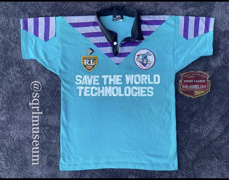 AdelaideRamPage's tweet image. For all you jersey nerds out there, behold.. 

The 1996 Gold Coast Gladiators jersey, and full kit! 

A contact of mine (insta @sqrlmuseum) has unearthed the absolute goldest of Gold Coast gold here, via Jeff Muller! 

You don’t get rarer than this, rarer than a Twal try..