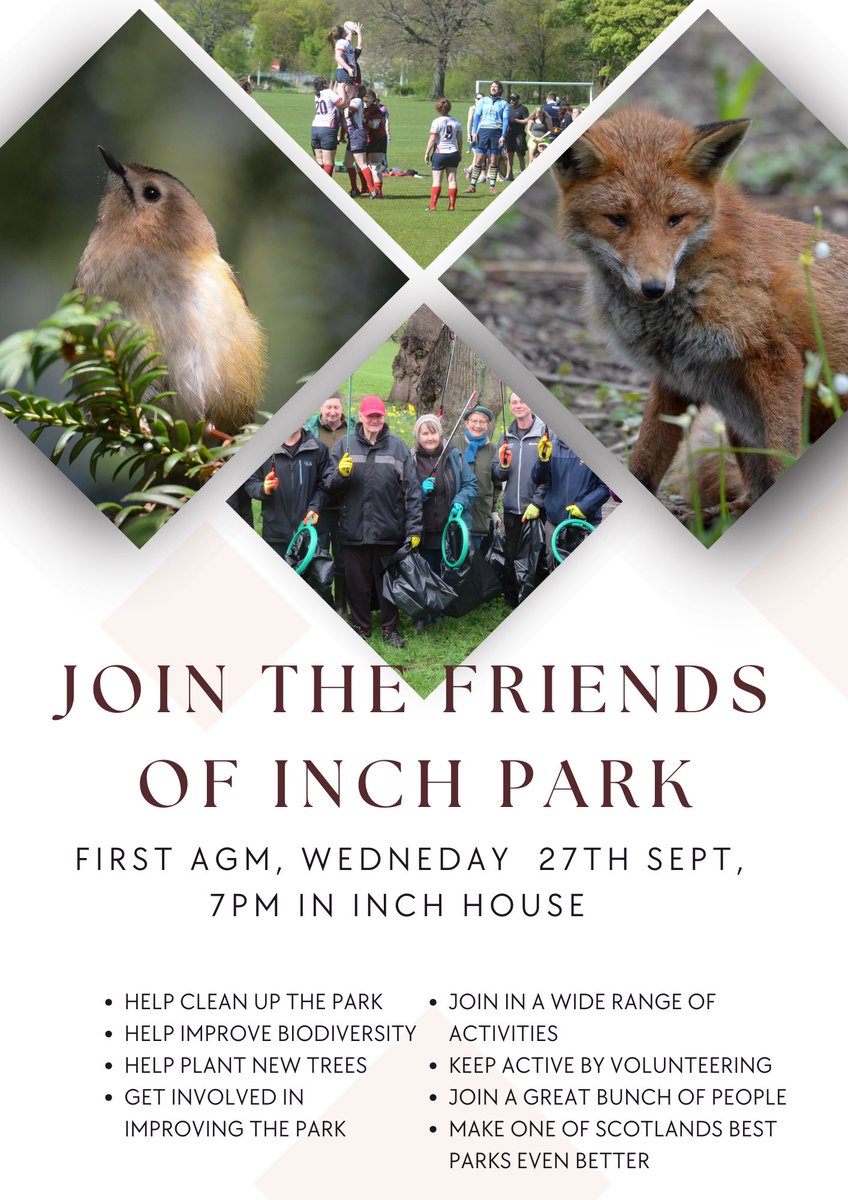 Another reminder that our first AGM is just a week away. Please help us spread the word by sharing this post and encouraging people to join and help make one of the finest parks in Scotland even better.