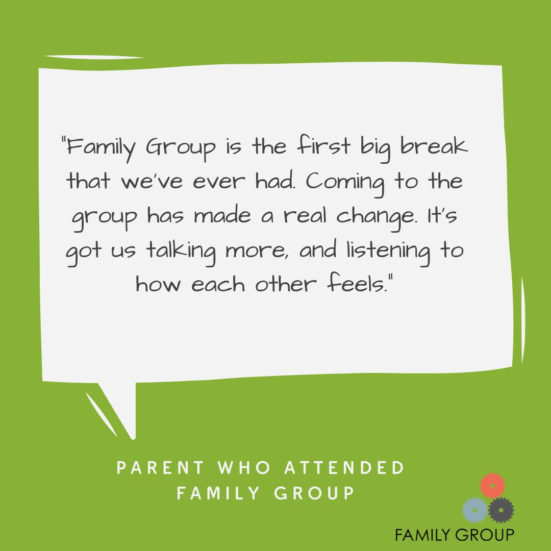 "Family Group is the first big break that we've ever had."

Feedback from a parent who attended Family Group.

To find out more about Family Group visit our website bit.ly/3sJvx06

#systemicchange #supportingfamilies
