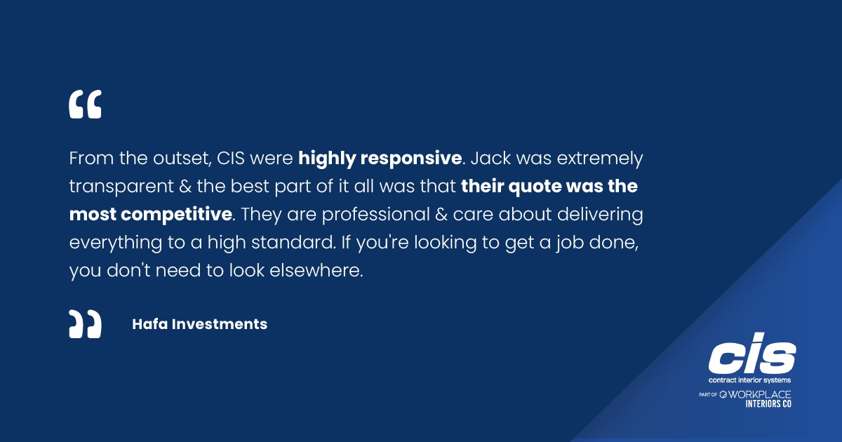We're thrilled to share another glowing review! We take pride in being responsive, transparent and dedicated to delivering excellence. When it comes to your project, look no further 👷‍♂️🌟

#officetransformation #competitivequotes #workspacesolutions #commercialdesign #offices