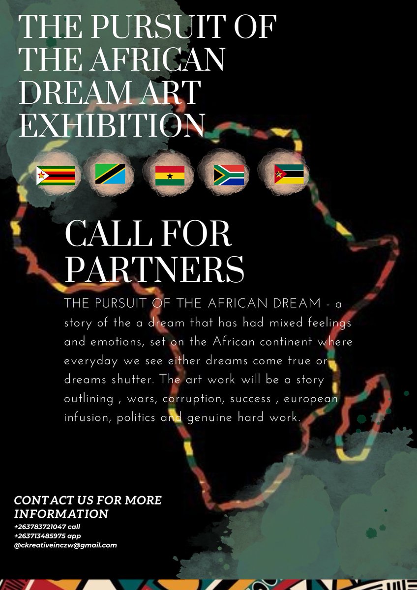 THE PURSUIT OF THE AFRICAN DREAM - A dream that has had mixed feelings &amp; emotions, set on the African continent where we see either dreams come true or dreams shutter. Art work will be a story outlining ,wars,corruption,success ,european influence, politics and genuine hard work.