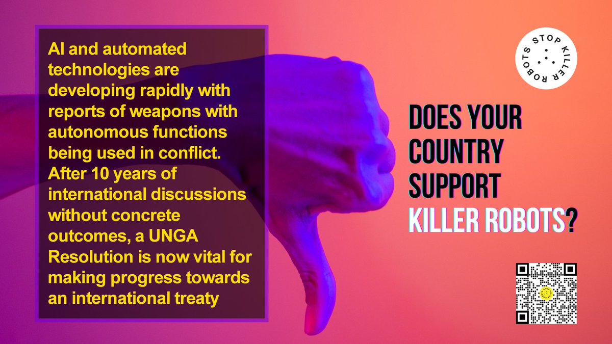 Don’t just rage against the machine. 
Vote against it too!!!!  

The #UNGA2023 starts this week, and states there will have a chance to #VoteAgainstTheMachine by supporting a resolution against #KillerRobots