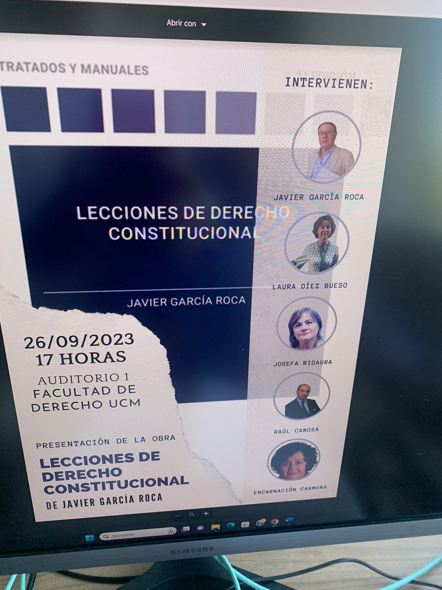 Os envío un cartel con el acto de presentación de mis Lecciones de Derecho Constitucional el próximo martes 26 de septiembre en la Complutense a las 17 horas.