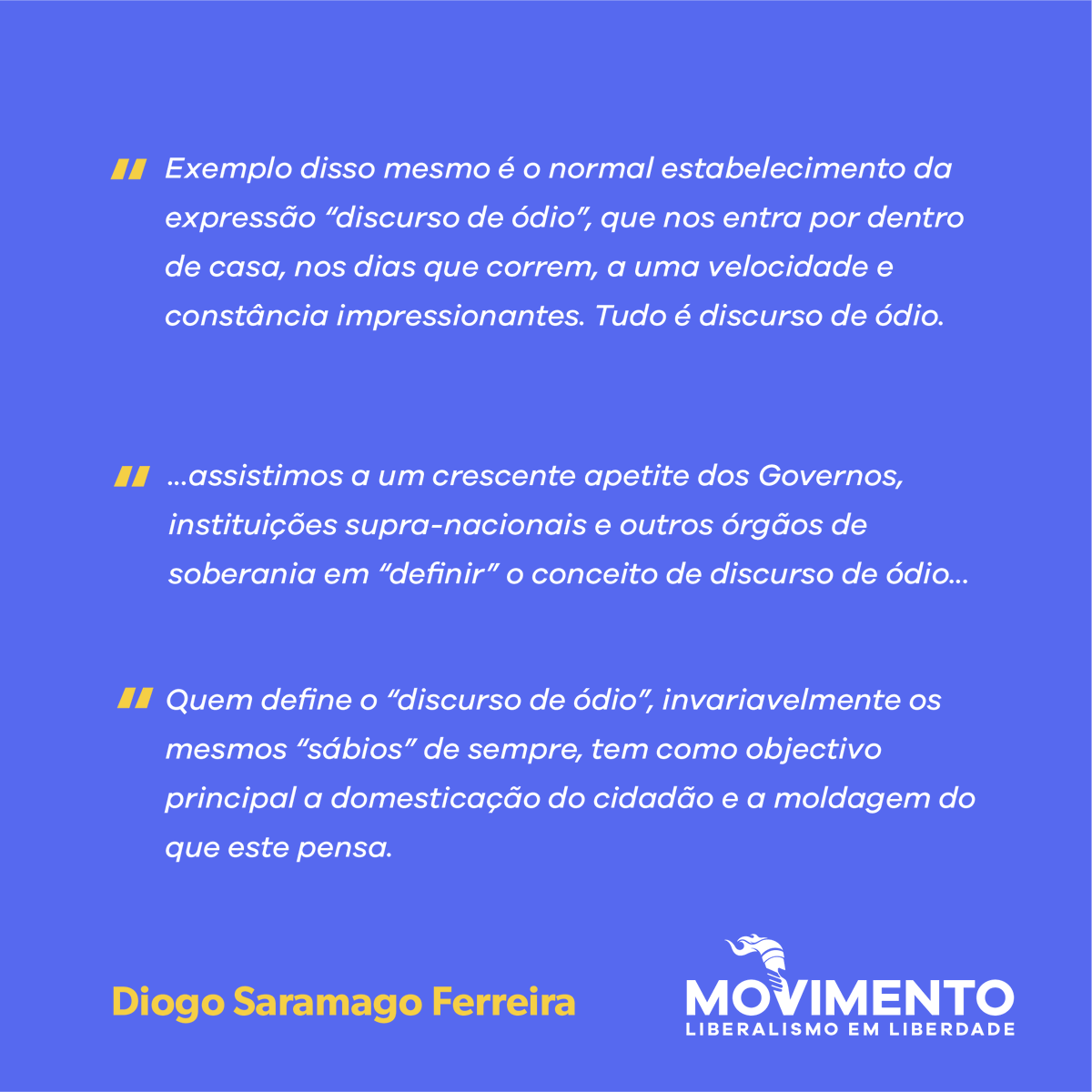 Para Diogo Saramago Ferreira o discurso de ódio é um aperfeiçomento do conceito de liberdade de expressão que "invariavelmente, restringe a mesma". "Característica típica das sociedades totalitárias."

observador.pt/opiniao/quem-d…

#liberalismoemliberdade