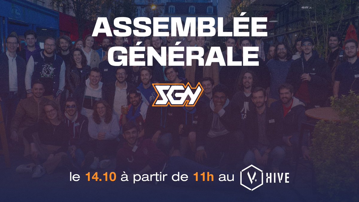 📢ASSEMBLÉE GÉNÉRALE SGN 📢
Pour conclure cette riche année et entamer la prochaine, nous vous donnons rendez vous le 14 Octobre 11h à Paris au V.Hive (QG <a href="/TeamVitality/">Team Vitality 🐝</a> ) 🐝! Rendez-vous sur notre Discord (lien en bio) pour vous inscrire et poser toutes vos questions !