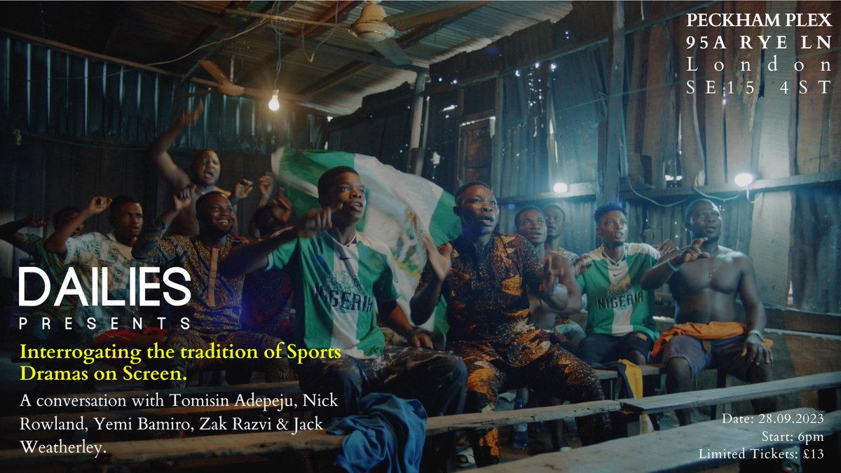 DAILIESfilm's tweet photo. We’re back at Peckhamplex next week with a special screening of shorts tackling a genre we really love! 

Can’t wait to share work by @nickrowlandfilm @yemi_bamiro @zakrazzle &amp; #JackWeatherley 

September 28. 6pm! 

🎟️: https://t.co/kP6HA3iwCH https://t.co/dwTKoqCrhO