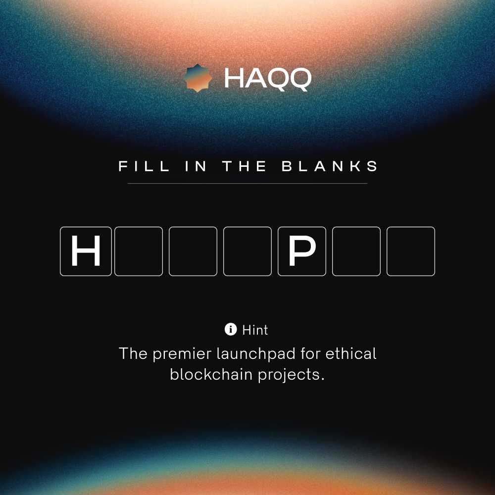 🧠 Test your knowledge of #HAQQ

📑 Read the hint carefully,
📚 Refer to our docs,
✍️ Comment with the answer