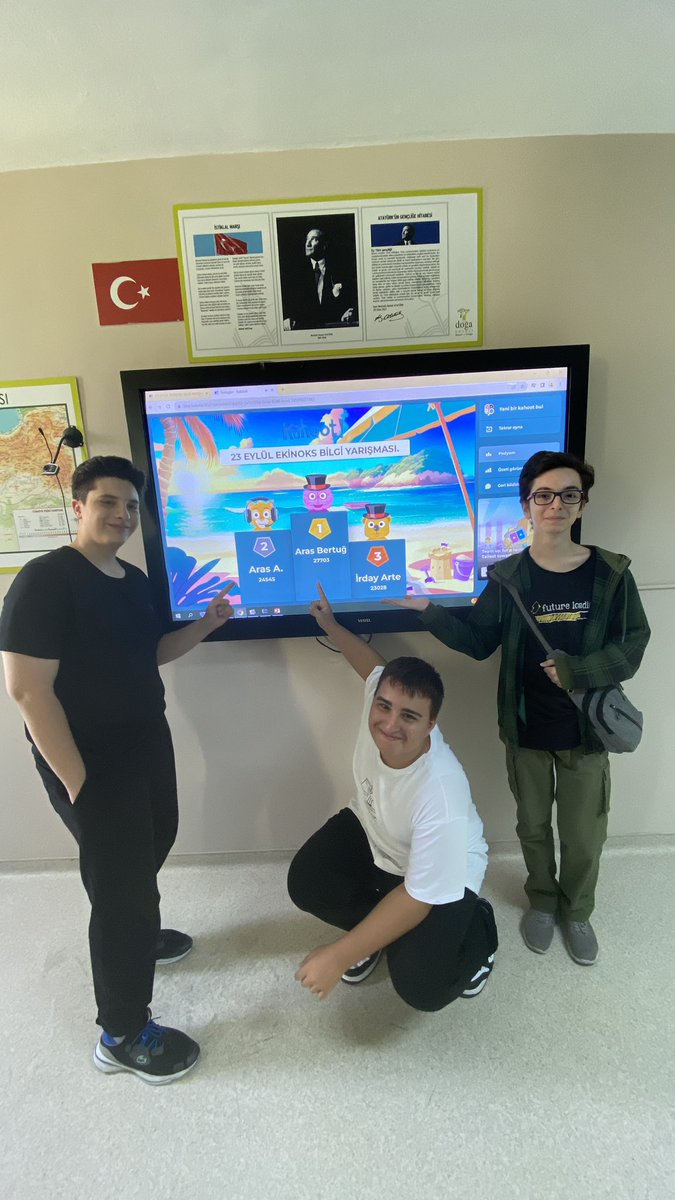 23 Eylül #ekinoks haftasında 10/A sınıfımızda Kahoot uygulamasında  hazırladığımız Coğrafya bilgi yarışması ile dersimizi keyifle işledik.🥰💐❤️ <a href="/DogaOkullari/">Doğa Koleji</a> <a href="/BostanciDogaK/">Doğa Koleji Bostancı Kampüsü</a> <a href="/Azrafraarzu1/">Arzu Uz</a> <a href="/altayselen1/">Selen Altay</a> <a href="/Nurcanf7/">Nurcan fıçı</a> <a href="/osmann_nuri/">Osman Nuri Yakupoğlu</a> Eğelenerek öğrenmek doğamızda var👍😁