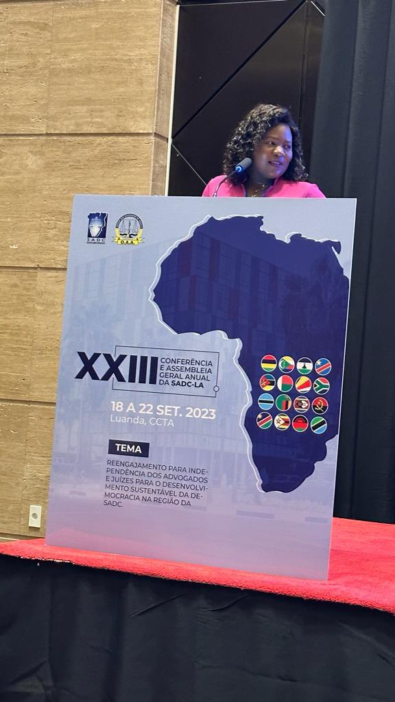 SadcLawyers's tweet photo. “Woman are more likely to be mistaken to be non-Lawyers and more towards the house work positions” Wadzanai Hwami from @LRFZimbabwe #SADCLA #ACGM2023 #TheFutureIsFemale https://t.co/prRQIxn9fN