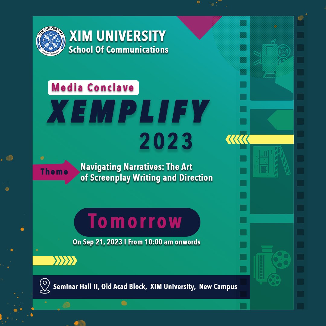 schoolofcomms_'s tweet photo. We cordially invite you all to join us tomorrow for our annual Media Conclave, Xemplify 2023, @ School of Communications with the theme Navigating Narratives: The Art of Screenplay Writing and Direction. https://t.co/k2SAGNlgU9