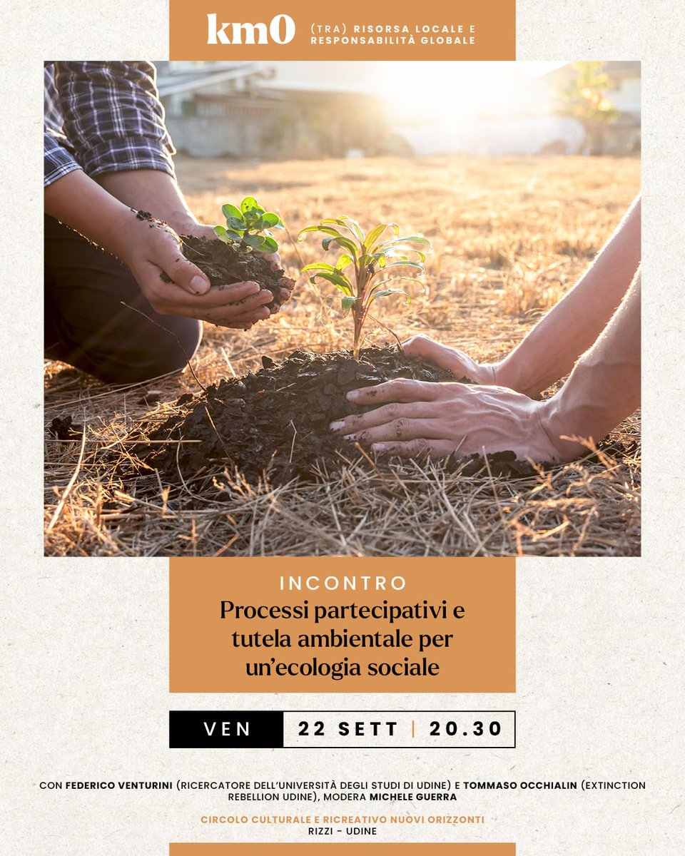 Sarò a parlare di "Processi partecipativi e tutela ambientale per un'#ecologiasociale" con Tommaso Occhialini <a href="/XRfvg/">Extinction Rebellion FVG</a> e Michele Guerra
Venerdì 22 settembre alle 20.30 al circolo culturale e ricreativo Nuovi Orizzonti di Udine
instagram.com/p/CxVHH9Do-TQ/…