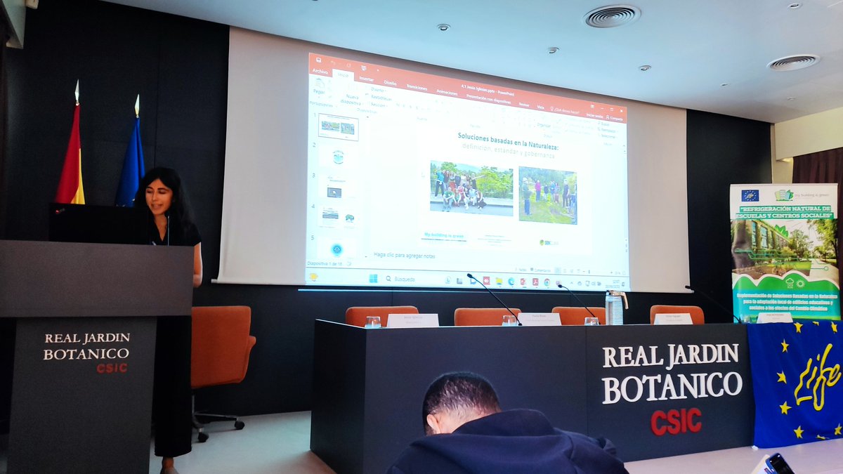 Asistimos al Congreso Final de Proyecto <a href="/buildingisgreen/">LIFE-myBUILDINGisGREEN</a> en el <a href="/RJBOTANICO/">REAL JARDÍN BOTÁNICO</a>. Raquel Marijuan de <a href="/CARTIFCT/">CARTIF</a> presenta la sesión 🌳Otras iniciativas para el fomento de las #sbn