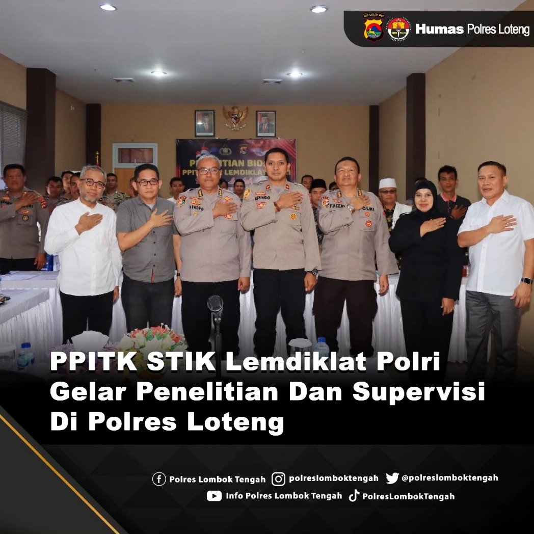 LombokPolres's tweet photo. PPITK STIK Lemdiklat Polri menggelar Penelitian dan Supervisi di Polres Lombok Tengah.
#Kebersamaanpolreslomboktengah #Polisiindonesia
#Divisihumaspolri
#polisi #polri #ptik #stik #lemdiklatpolri
#polripresisi #polreslomboktengahpeduli #polreslomboktengah #polripresisi https://t.co/M6ALfUonnm