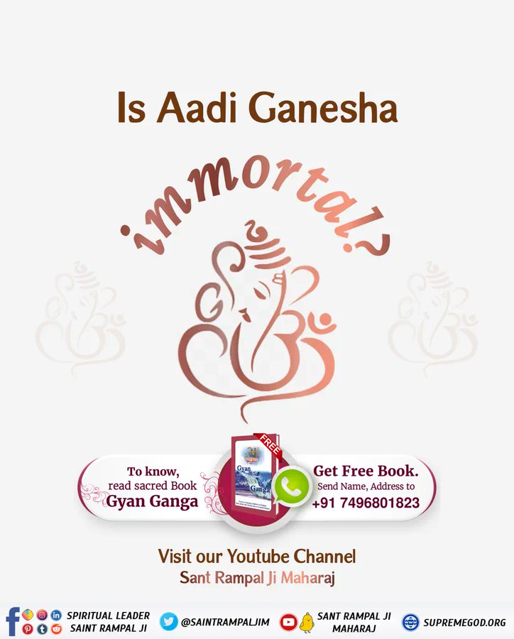 Is Aadi Ganesha immortal?
Watch Sadhana Channel at 07:30 pm.

#SantRampalJiMaharaj
#GaneshChaturthi2023
