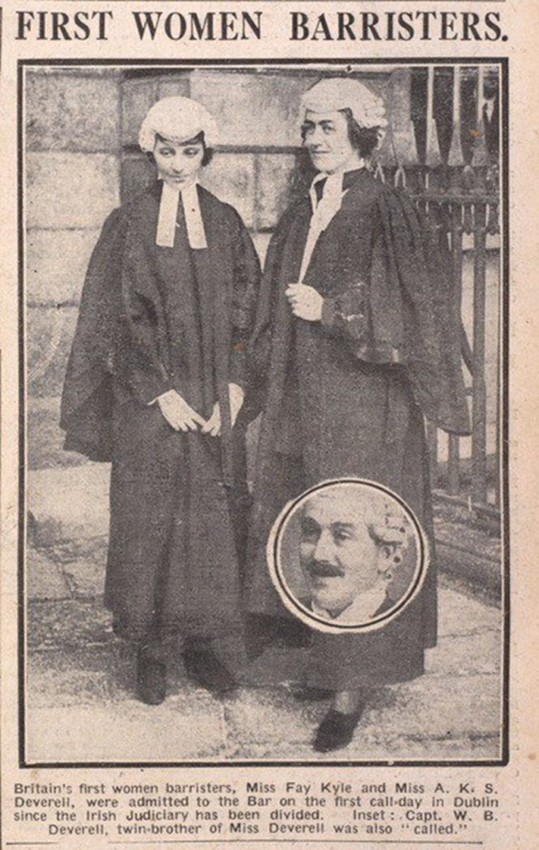 First Women at The Bar
 
Whilst the political turmoil of the War of Independence captured the attention of Irish society a victory of a different kind was achieved with the calling to the Bar of the first two women in Ireland in November 1921. 

Frances Kyle became the first
