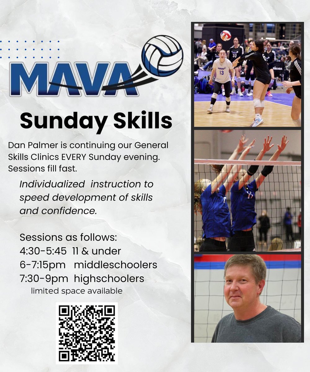 Sunday Skills Clinics are back! Join us for a session according to your age group every Sunday through tryouts. Tryout registration is also open! These clinics are a great way to work on your skills, get a feel for MAVA by working with our coaches, and have some fun!